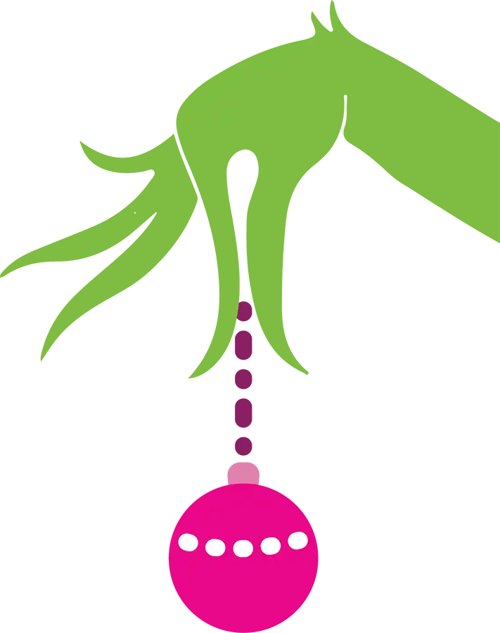 Grouch hand holding a Christmas Ornament