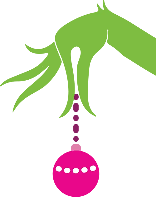 Grouch hand holding a Christmas Ornament